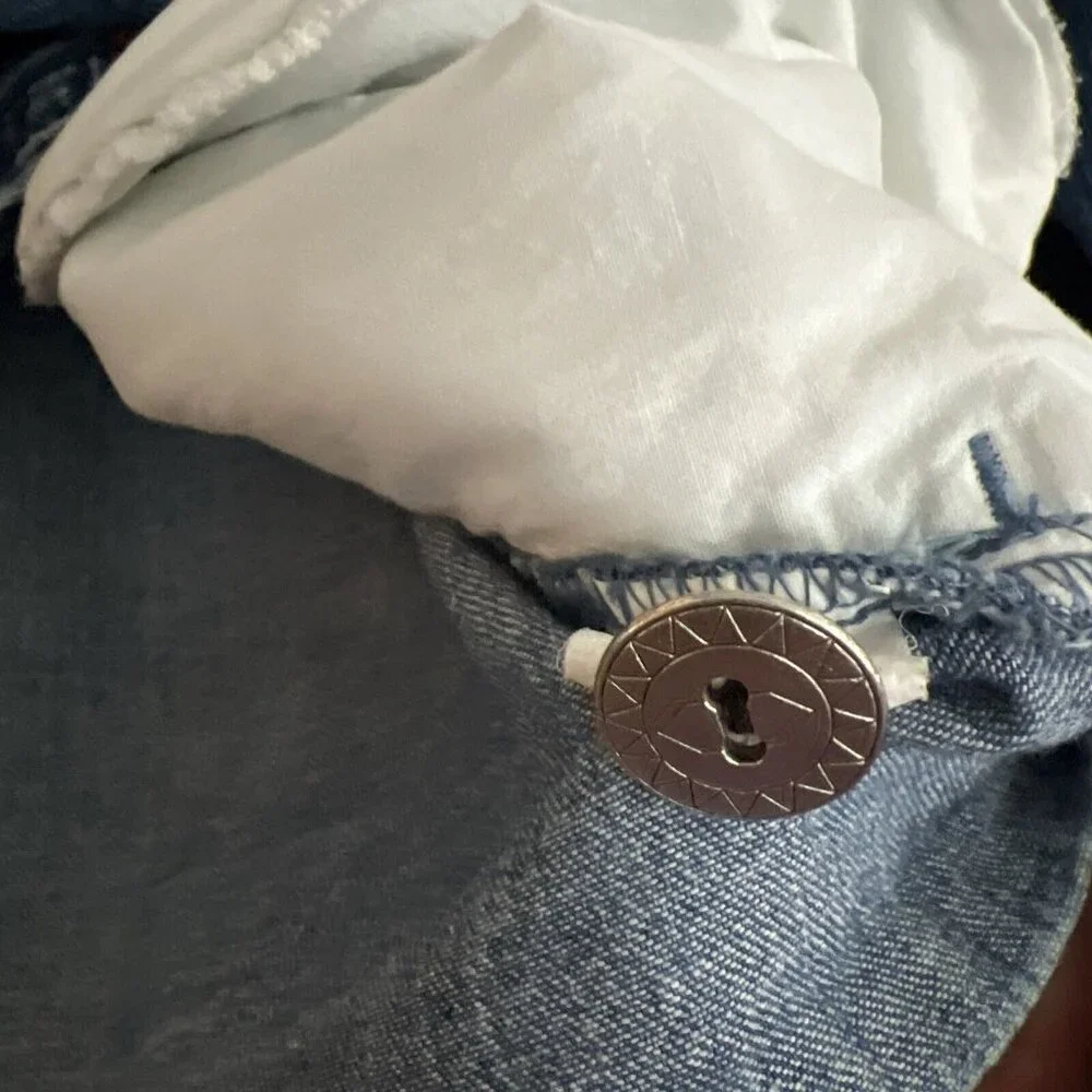 VTG Bobbie Brooks Womans XL Denim Flower Patch Embroidery Button Shirt Jacket - Picture 12 of 14